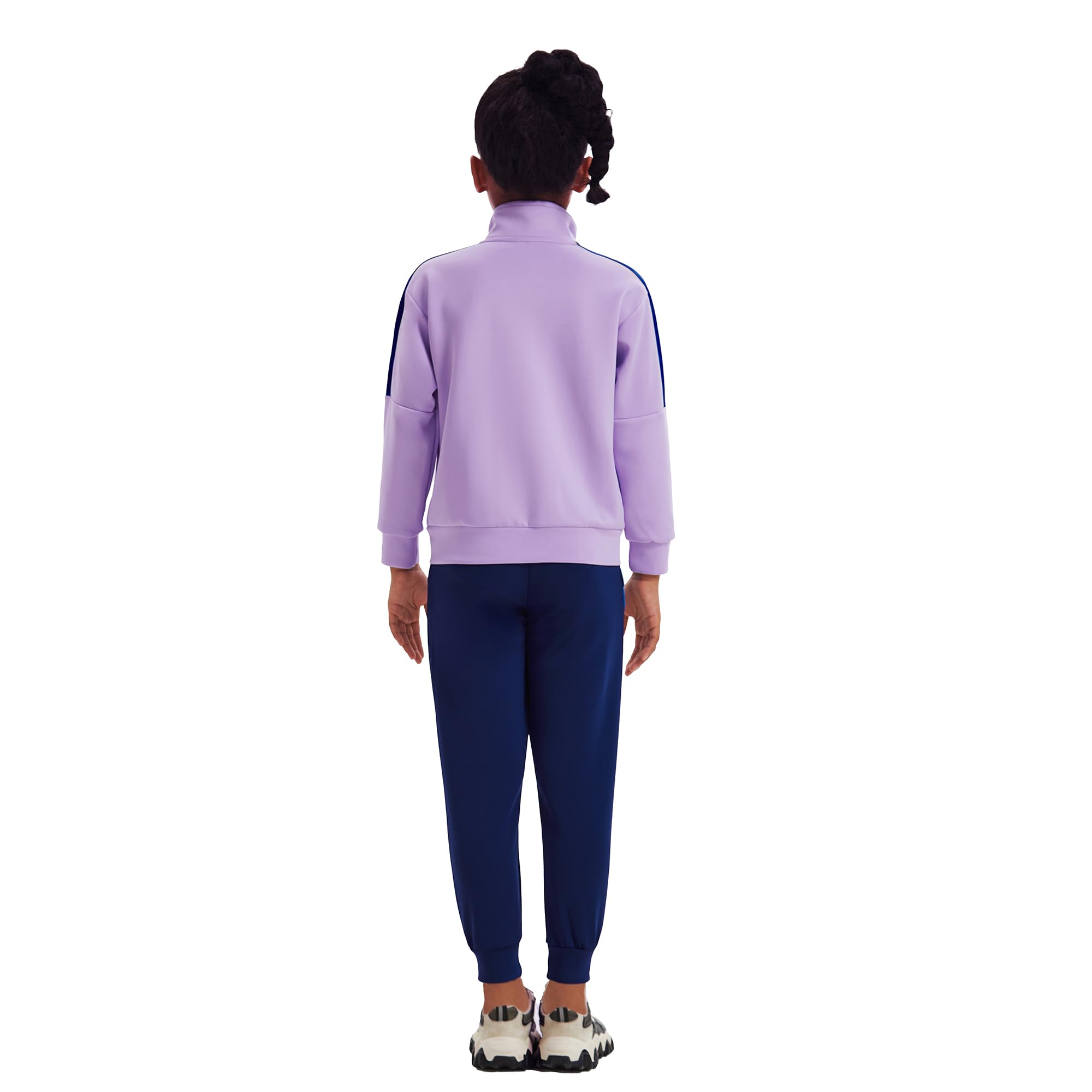 2Pack Mädchen Kinder Outfits Trainingsanzug Set gestreift Bomber Brief drucken Zip Up Crop Top Langarm mit Taschen unten Sport authentisch Jogger Kordelzug Hose für Alter 4-15 Jahre