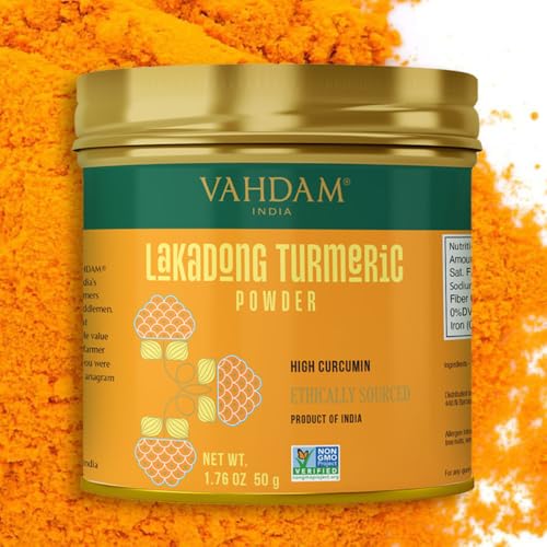 Image of VAHDAM, Lakadong Turmeric Powder w /High Curcumin (1.7oz /50g) 100% Raw from India, Gluten-Free, Non-GMO | Premium Quality & Aroma | Direct from Source