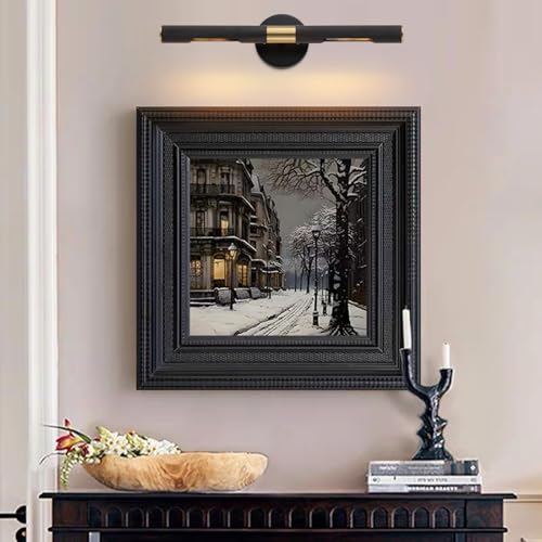Image of Modern Picture Light 19 inches Brushed Brass Gold Black Wall Sconce with Knurled Texture Cylinder Metal Shades Rotatable 360Indoor Wall Lighting Fixture for Bathroom Vanity Lights Bedroom