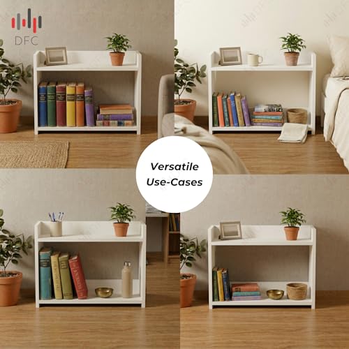 Image of DFC Element Crysta Shelf for Home, Living Room & Bedroom | Engineered Wood Storage Shelf with Open Display Design | Space Saving Organizer for Books, Decor & Daily Essentials (Classic White, 2 Level)