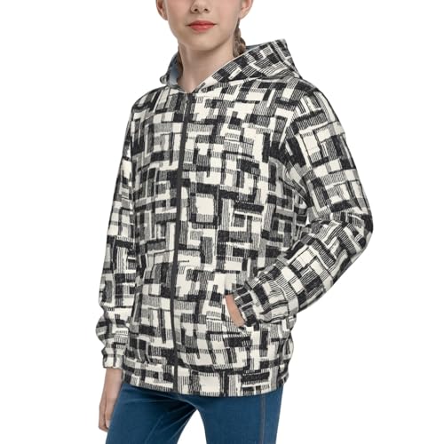 Abstract Patchwork Graphics Kids Pullover Hoodies Boys Zip Up Sweatshirts Girls Athletic Clothes with Pocket