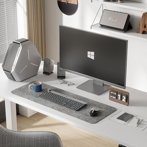 Image of Furmax Electric Standing Desk, 59 x 24 Inches Height Adjustable Desk with Wheels, Home Office Computer Desk with Management Box (White)