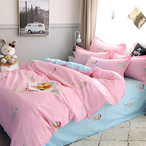 Parure de lit 4 pièces microfibre oiseau rose housse de couette - 3