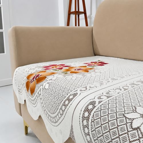 Image of Homerz Premium 'Surya Series' Sofa Cover | Stylish Sofa Protector | Net Fabric | Anti-Stain & Washable Slip Cover Exact Size Antislip (Exclusive Rust, 5 (3+2) Seater, Only Seat Cover)