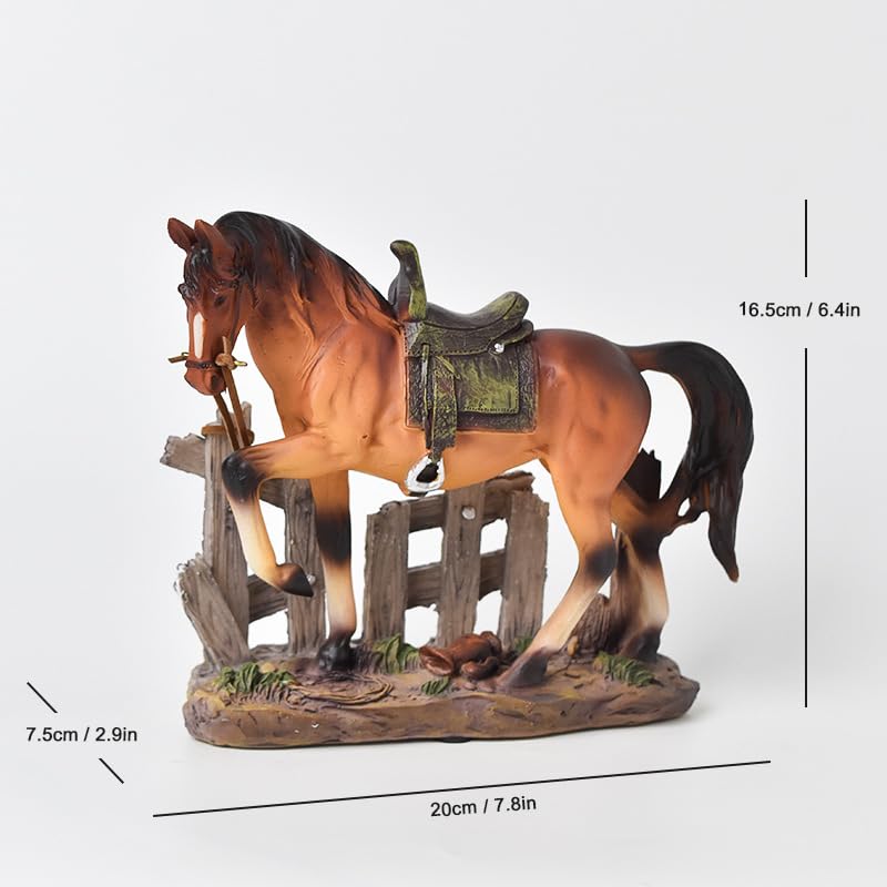 Amazon.co.jp: 馬の置物 フィギュア、サドル付き茶色の馬、木製