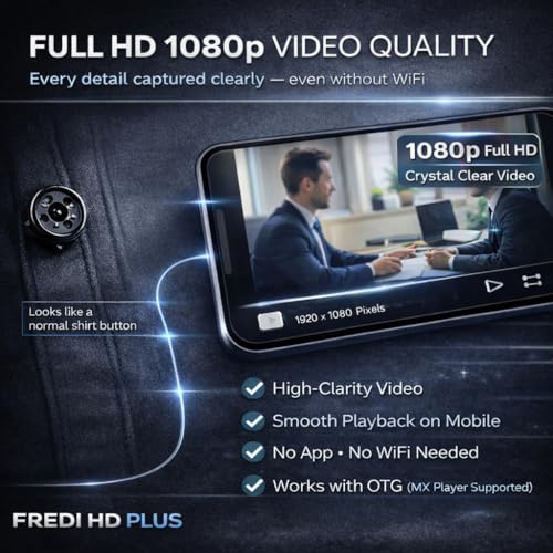 Image of FREDI HD PLUS Button Wearable Mini Cam, No WiFi No App Required, 1080P Video & Audio Recording, One Button Operation, Small Clip Device with Memory Card Support for Daily Use