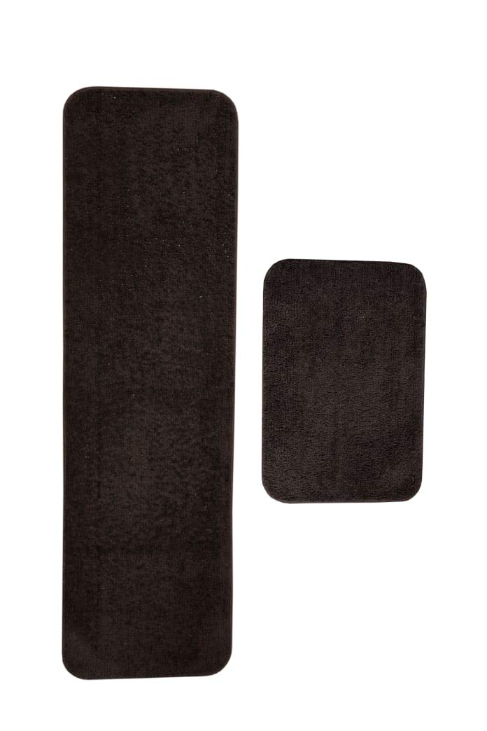Kitchen Set Microfibre Rectangular Floor Mat Doormat Pack of 2 Piece Complete Set Living Room (Brown)-image-13