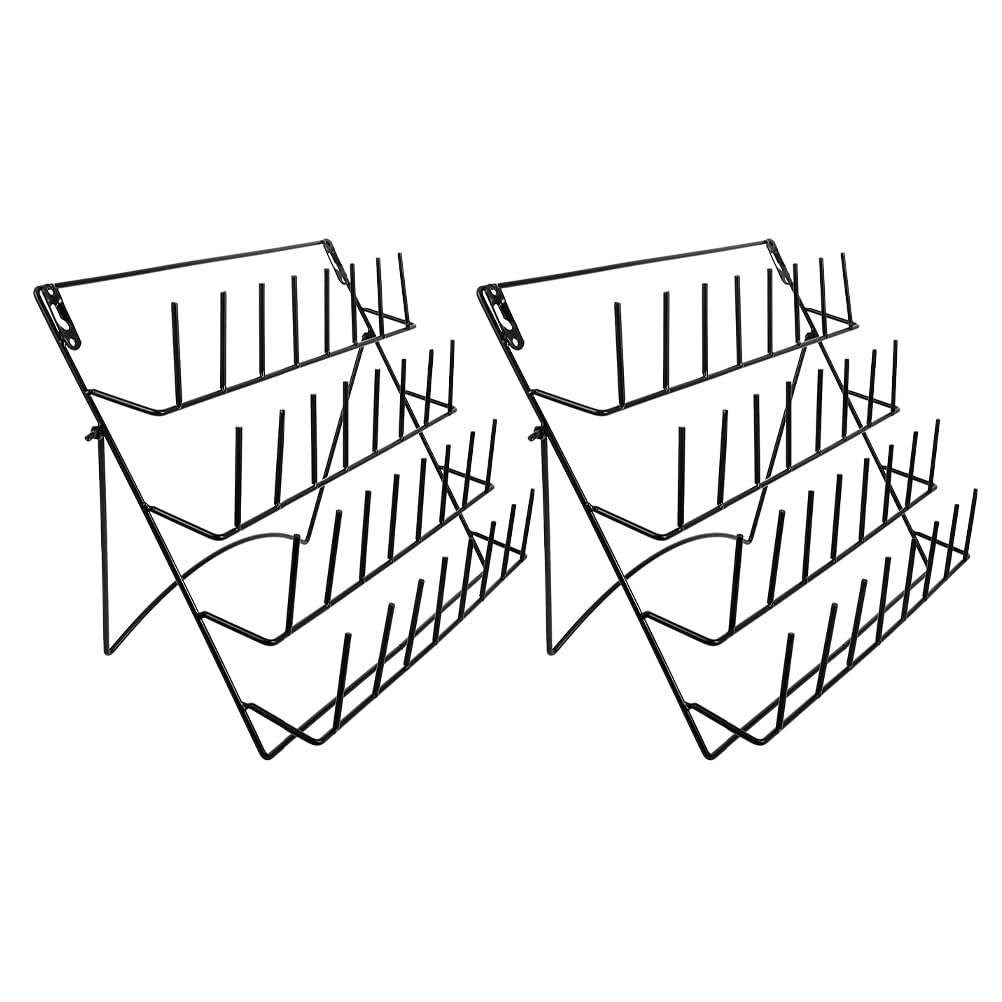Support et gain de place en métal noir (2 pcs) pour rangement mural salon