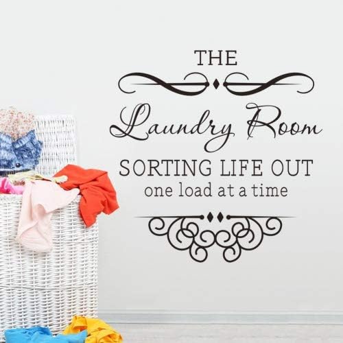 The Laundry Room Sorting Life Out One Load at a Time Wall Quote Vinyl Mural Art Decal Romoveable Black Carved Home Decal Sticker (Black)