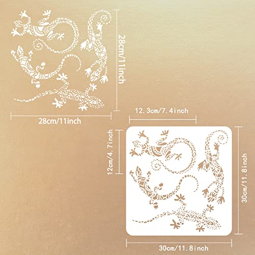 FINGERINSPIRE Geckos Stencil 30x30cm Lizards Stencils Template Plastic Aztec Lizard Pattern Painting Stencil Large Reusable Lizard Stencils for DIY Painting Wall Furniture Crafts Decor - Image 2