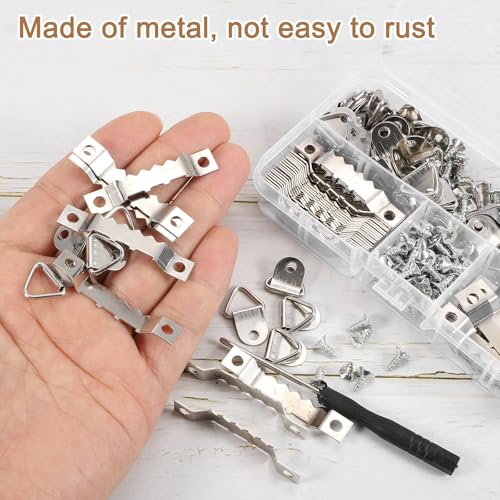 Image of uxcell 251Pcs Picture Hangers Kit, Picture Frame Hook, Frame Backing Fasteners Hardware for Hanging Clock Paintings Pictures, Silver