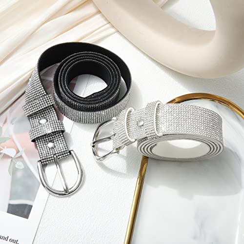 WELROG Rhinestone Belt for Women，Bling Crystal Vintage Belts Shiny Soft for Party Jeans Dresses4