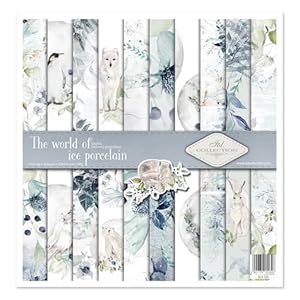 ITD Collection - Scrapbook Papier - Scrapbooking Set - Motivpapier zum Basteln - Dekorpapier 12x12 inches - 310 x 310 mm - 10 Blatt + 1 – The world of ice porcelain - SLS-020