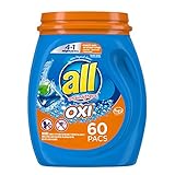 All Mighty Pacs Laundry Detergent 4 In 1 with Oxi, Tub, 60 Count