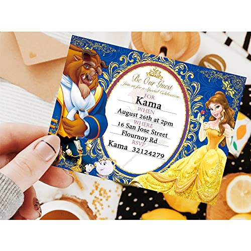 20 Beauty And Beast Party Invites Invitations Princess Theme Gift Cards Party Supplies With Envelope #TOP3