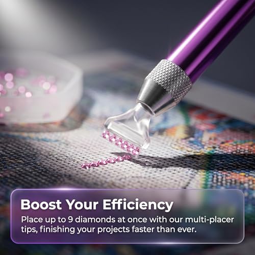 Image of Diamond Painting Roller & Pen, 2Pcs Detachable Roller for Straightening & Pressing, Light-up Painting Pen with Glue Clay & Tips, Comfortable & Fast, 5D Diamond Art Tools for Diamond Paintings Hobby