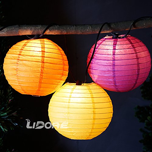 LIDORE 8 Pack Assorted Different Multi Color Chinese Paper Lanterns Lamps 8 Inch - Thumbnail 4