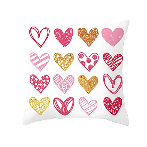 Epinki 40x40cm Zierkissenhülle, Kissenhüllen in Polyester mit Graffiti Streifen Punkt Herz, Weich Bequem für Sofa Schlafzimmer Büro Wohnzimmer Terrasse Dekoration - Weiß Rosa Gold, Stil 15 Cover