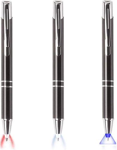 Instrumento de escritura, bolígrafo con luz, paquete de 3 unidades, luz blanca, roja, azul