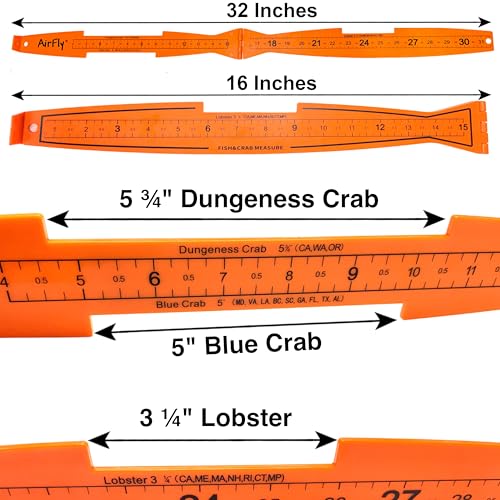 Image of AirFly Fish Measuring Board 32 Inch Foldable Bump Board - Built-in Crab Lobster Gauge - Slot-Limit Ruler for Redfish Snook Trout Flounder - Kayak Boat Shore - High-Contrast ABS - Designed in USA