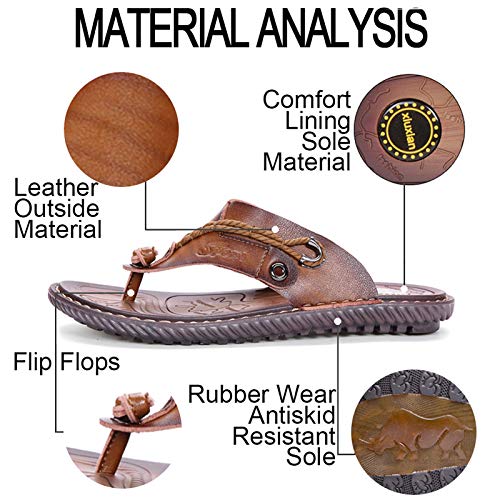 Mens Flip Flops Casual Leather Home Sandals For Mens Rubber Sole Slippers2
