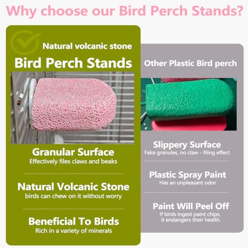 Image of 4PCS Bird Beak Grinding Stone,Parrot Perch Stands,Parakeets Platform Chewing Toys Calcium Pumice Lava Foot Claws Trimmer Climbing Ledge for Cockatiel Budgie Conure Lovebird(Pink)