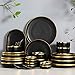 WBHZ Vajillas Completas Modernas 2/4/6 Personas, Juegos De Vajillas De Porcelana, Platillos/Platos/Platos De Postre/Platos Hondos para, Nórdica Elegantes Platos Llanos,Matte Black,18 pcs