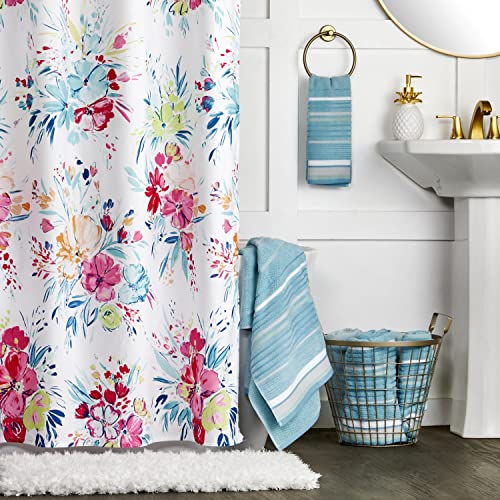 Image of SKL Home Seabrook Stripe 100% Cotton Premium Bath Towel, 550 GSM, Soft & Absorbent Jacquard, Teal