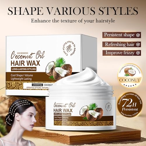 Cera para cabello con aceite de coco 3.53 Oz miniatura 2