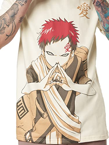 Image of The Souled Store| Official Naruto: The Ninja Mens and Boys T-Shirts|Half Sleeve|Relaxed fit Graphic Printed|100% Cotton Beige Color Men Relaxed Fit T-Shirts
