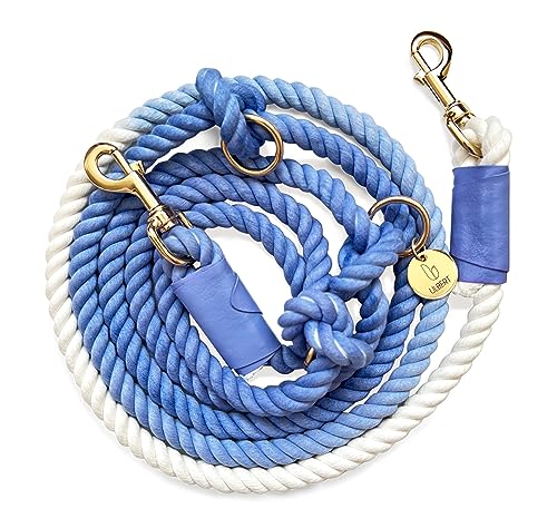Hands Free Eco Friendly Handmade Multifunctional Cotton Rope Dog Leash 8.2 FT with Adjustable Double...