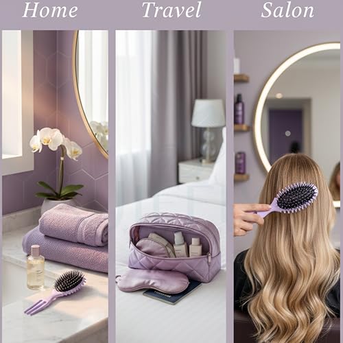 Image of Curly Hair Brush - Curl Defining & Detangling Brush for Women & Men - Boar Bristle Styling Brush for Shaping, Combing & Enhancing Natural Curls - Suitable for All Hair Types (Pastel Purple)