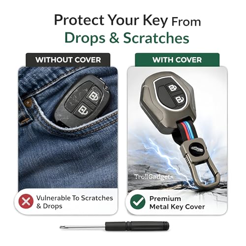 Image of TrollGadgets️ Premium Metal Car Key Cover Compatible for Maruti Suzuki Swift | Dzire | Baleno | Ertiga | WagonR | Celerio | Alto | Brezza | Ignis | S-Presso | Fronx (2 Button Remote Key)(Pack of 1)