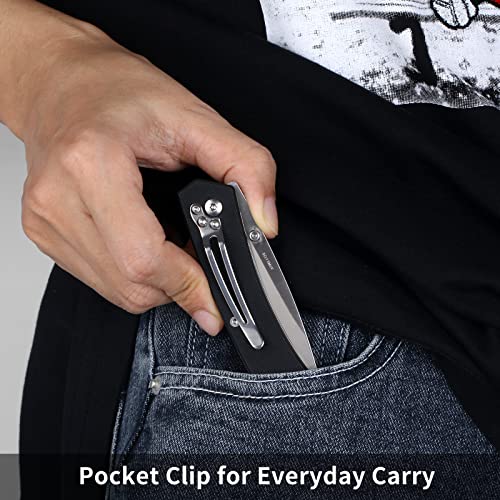 Pocket Knife Folding Knife With Non-Skid G-10 Handle, 2.7In 8Cr13Mov Stainless Steel Blade, Belt Clip, Lanyard Hole - Perfect For Camping, Hiking, And Daily Use #TOP4