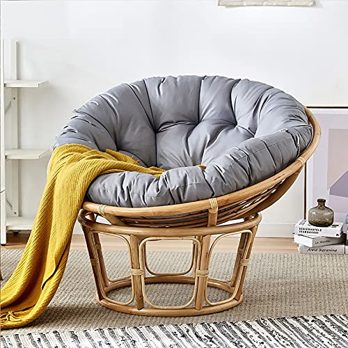 Silla redonda de jardín para interiores y exteriores, con relleno de huevos gruesos, acolchada, con suspensión, hamaca con suspensión, color gris, 60 x 60 cm para máxima comodidad
