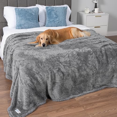 Image of PetAmi Dog Blanket for Large Dogs Grey, Fluffy Soft Sherpa Fleece for Puppy, Kitten, Cat, Calming Pet Throw for Bed, Washable Sofa Couch Cover, X-Large 60x80