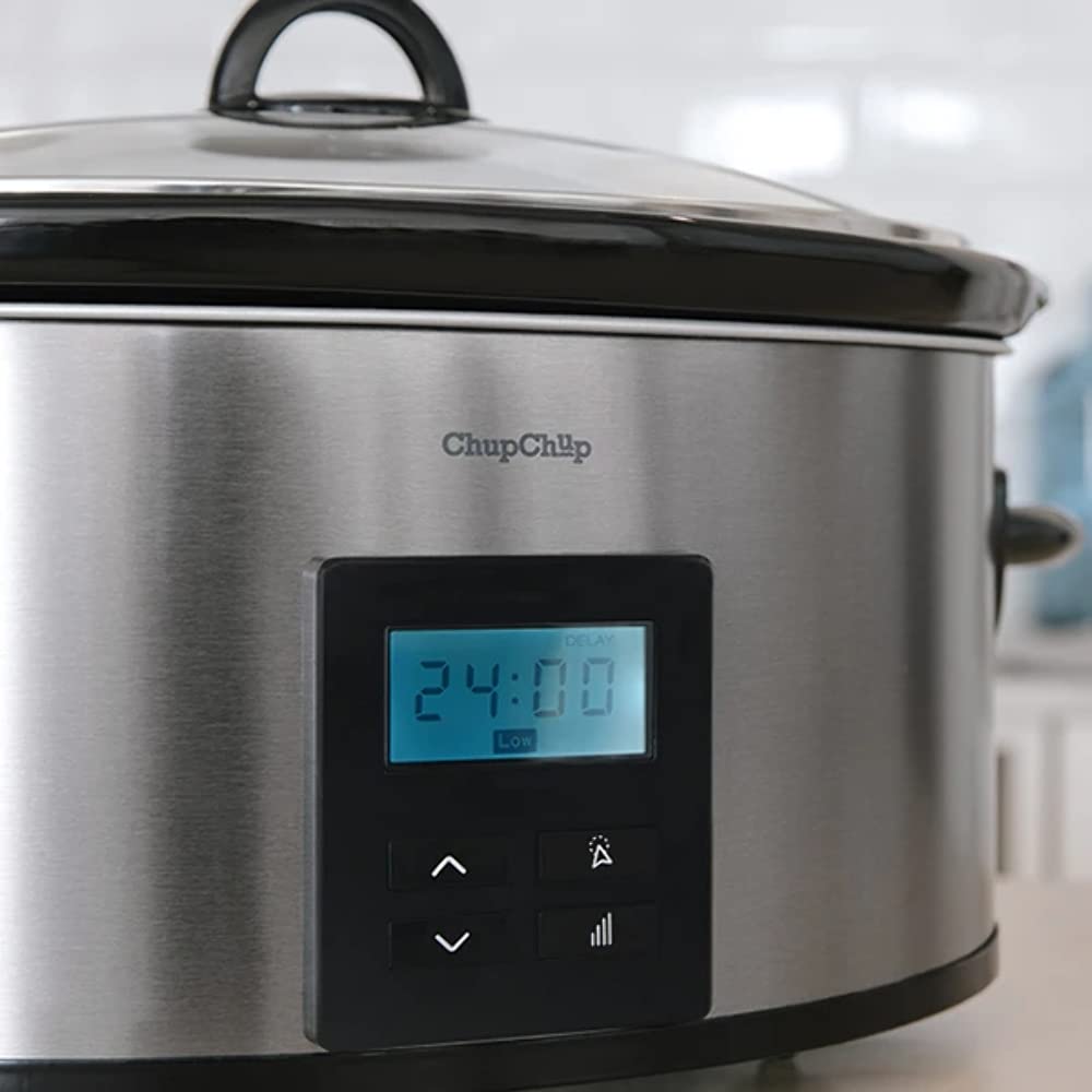 Olla de cocción lenta - Cecotec Chup Chup Matic, Cerámica, 5.5 l, Programable 24h, Temporizador, Inox