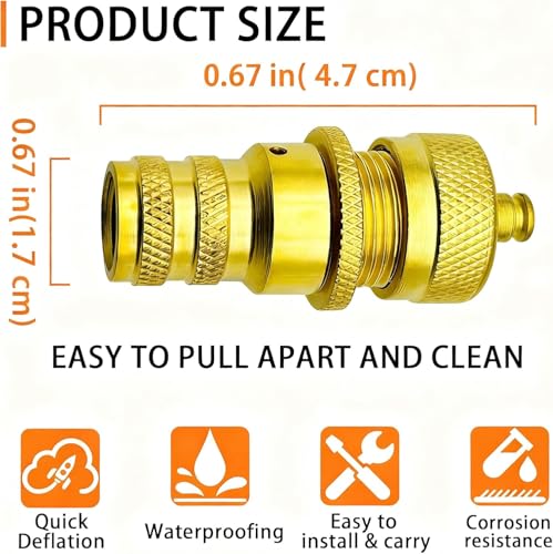Image of SUVCARMPING Adjustable Auto-Stop Tire Deflator Valve Kit (6-30 PSI) 4 PCS Screw-on Tyre Air Down Tool for Offroad 4x4, Brass