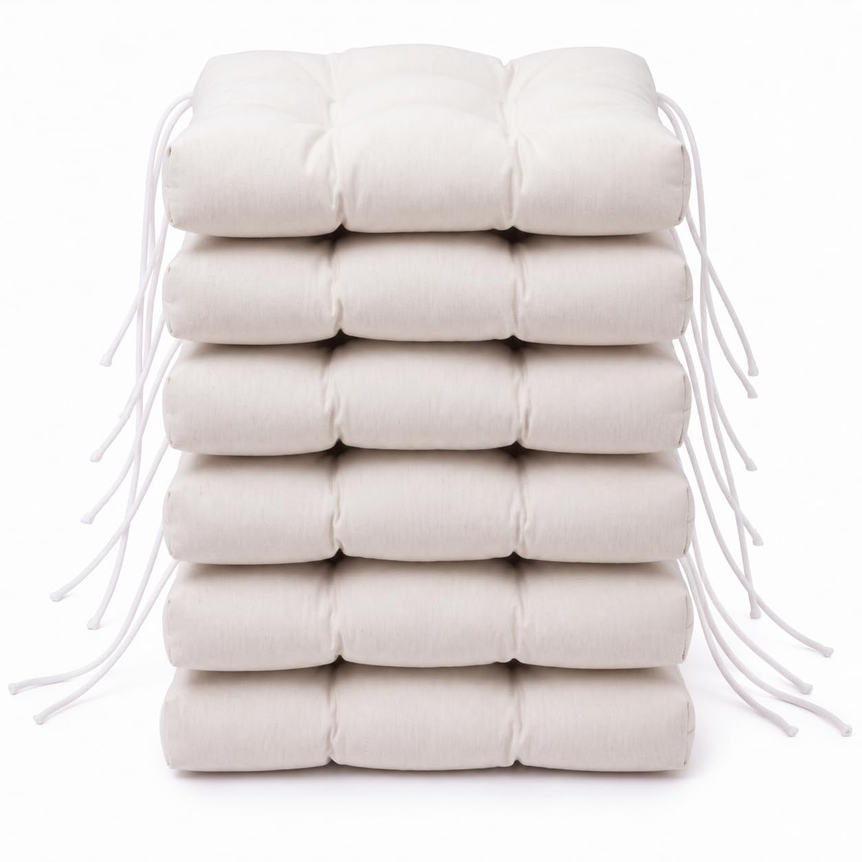 Cojines para Sillas de Terraza (Pack de 6). Cojines Silla 40x40 cm (Grosor Extra 8 cm). Cojin Silla Exterior. Cojines Exterior Comedor, Cocina, Terraza y Jardín. (6, Blanco, 40x40x8)