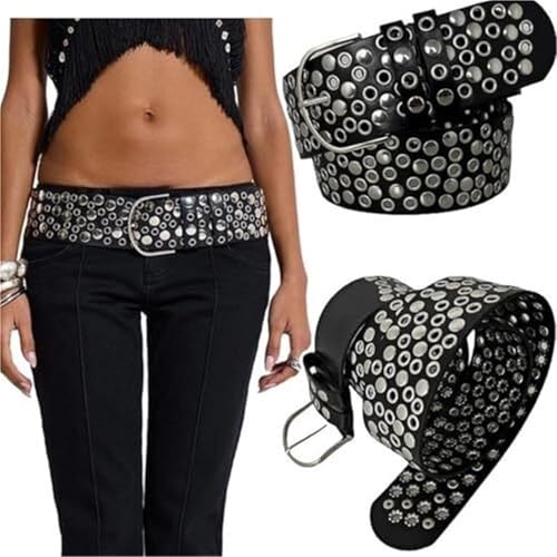 Y2K Studded Belt For Women - Gothic Punk Rock Accessory | 2000s Streetwear | Leather Belt With Metal Studs