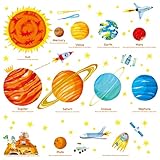 DECOWALL DA-1501 The Solar System Kids Wall Stickers Wall Decals Peel and Stick Removable Wall Stickers for Kids Nursery Bedroom Living Room (Large)