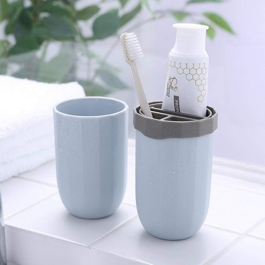 ONISHOMES Portable Capsule Shape Travel Toothbrush, Toothpaste, Toiletry and Cosmetic Holder Case (Pack of 2) 3