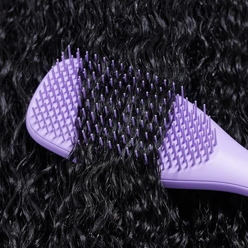 Foto von Tangle Teezer Ultimate Detangler Haarbürste für Lockiges Haar – Für 3C-4C Lockiges & Krauses Haar – Zweistufige Borsten Definieren Locken & Reduzieren Frizz – Lila