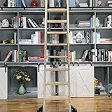 Generisch Rollbare Bibliotheksleiter, 1 m - 6 m, Ausziehbares Leiter-Set für Lagerhallen, Bars und Schränke, Schiebeleiter-Set mit Bodenrollen (ohne Leiter) (Größe: 1 m/100 cm Schienen-Set)