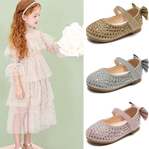kkdom Girl's Dress Shoes Mary Jane Ballet Flats Bow Flower Girl Wedding Party Ballerina Flat Shoes Toddler/Little Kid/Big Kid2
