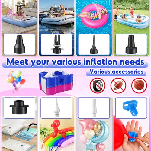 Image of 3-in-1 Electric Balloon Pump, Portable Air Pump for Latex 260q Foil Balloons, Dual Nozzle Balloon Blower Machine for Party Decoration, 110V AC Inflator Deflator for Inflatables Pool Floats Mattress