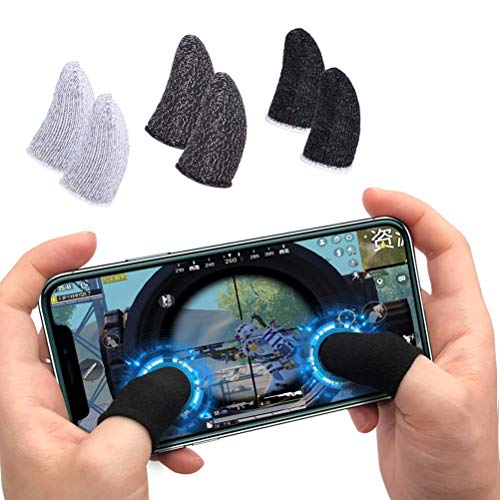 Image of Thumb & Finger Sleeve for Mobile Game with Super Conductive Fiber Fabric, Anti-Sweat & Breathable for PUBG, Garena Free Fire, Rules of Survival, Knives Out, COD Mobile (3 Pair-6 pcs With Black Pouch)