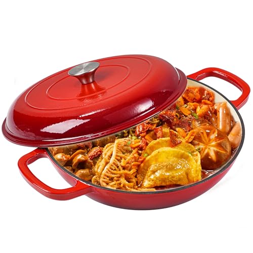 Vivicreate 3.5 Quart Enamel Cast Iron Dutch Oven Pot with Lid – Enameled Cookware for Baking, Roasting, and Braising – Durable Cast Iron Pot for Stove Top and Oven Use