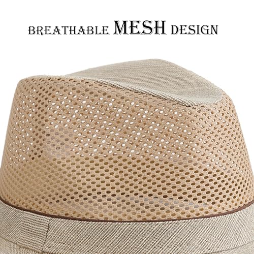 Image of Lisianthus Men's Summer Fedora Hats - Breathable Short Brim Outdoor Hat