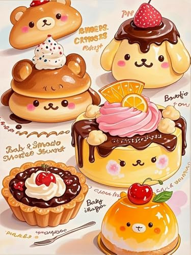 Diamond Painting Cupcake au pudding DIY Diamant Painting Kit Complet 40x50cm